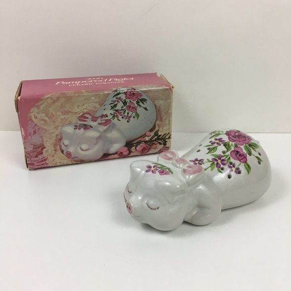 VTG Avon Pampered Pig Ceramic Pomander Fragrance Holder Box - Picture 1 of 9